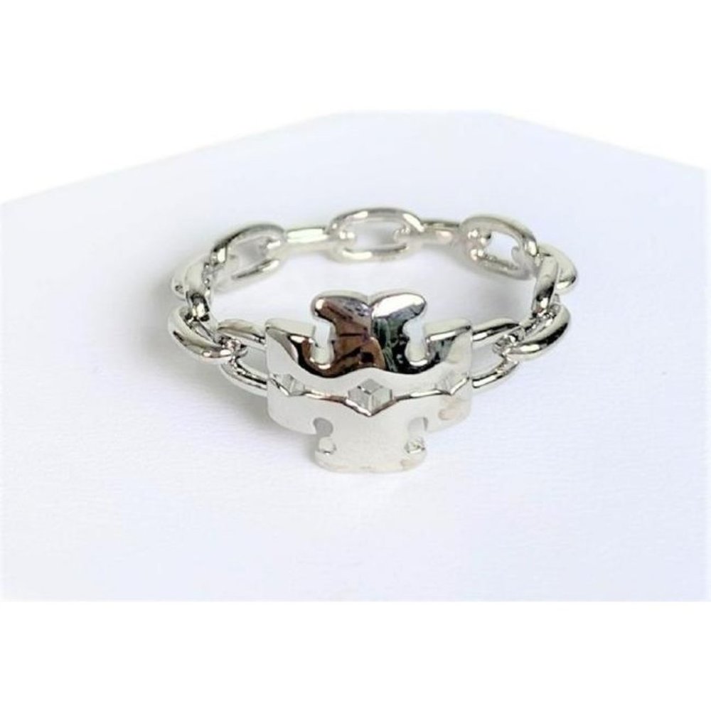 Tory Burch Silver Kira Chain Ring Size 7